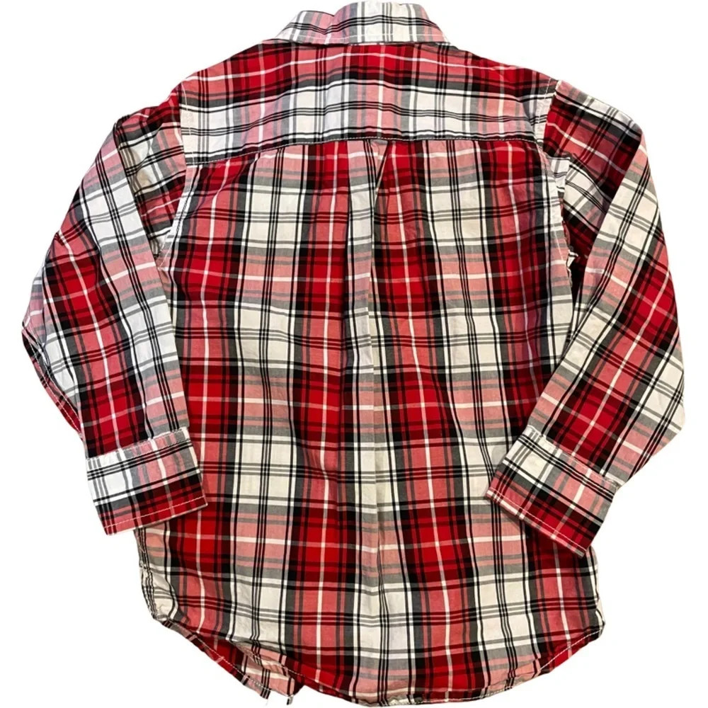 Boys J. Khaki Cotton Plaid Button Down Shirt size Small